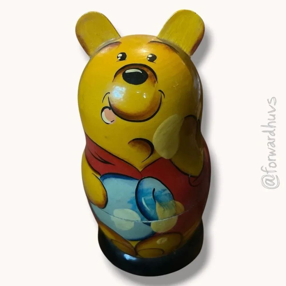 Winnie the Pooh Wooden Nesting Box Hand Painted Decor - Slight Musty Scent